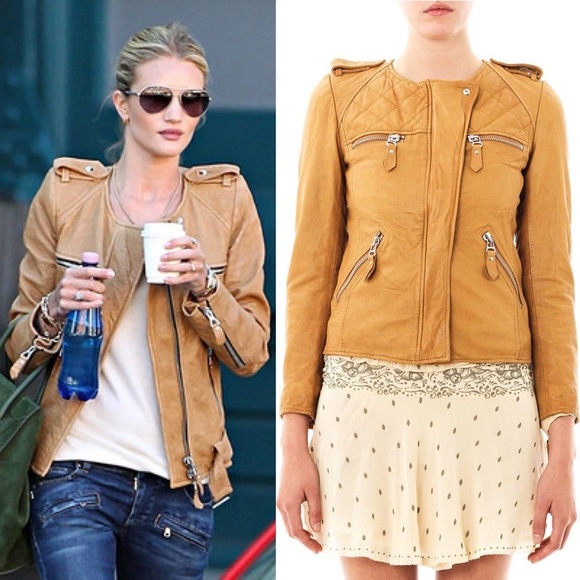 Isabel Marant Étoile Kady Quilted Lamb Leather Jacket Sand Cognac US4 Small - Picture 13 of 16